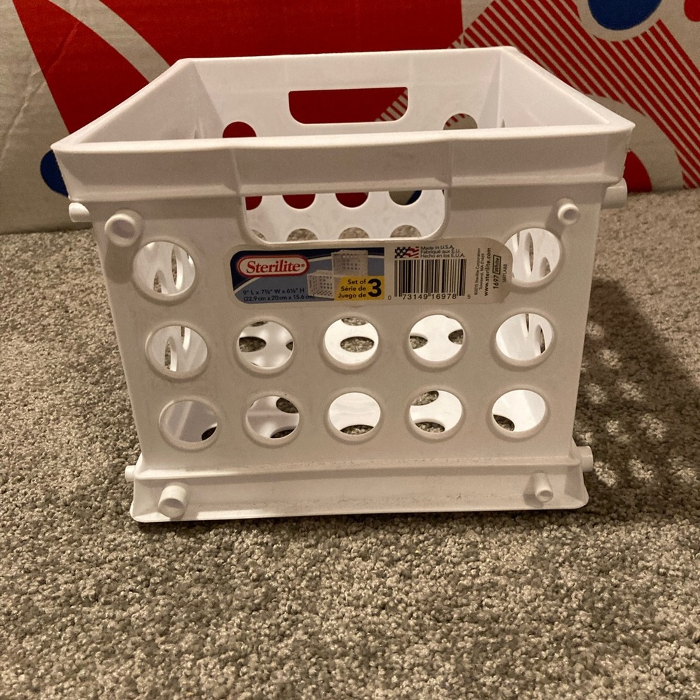 White Sterilite Mini Milk Crate